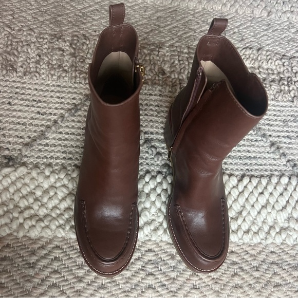 Coach Brady Booties Women Size 8 Brown Leather Wedge Ankle Boots Platform Casual - Picture 3 of 10